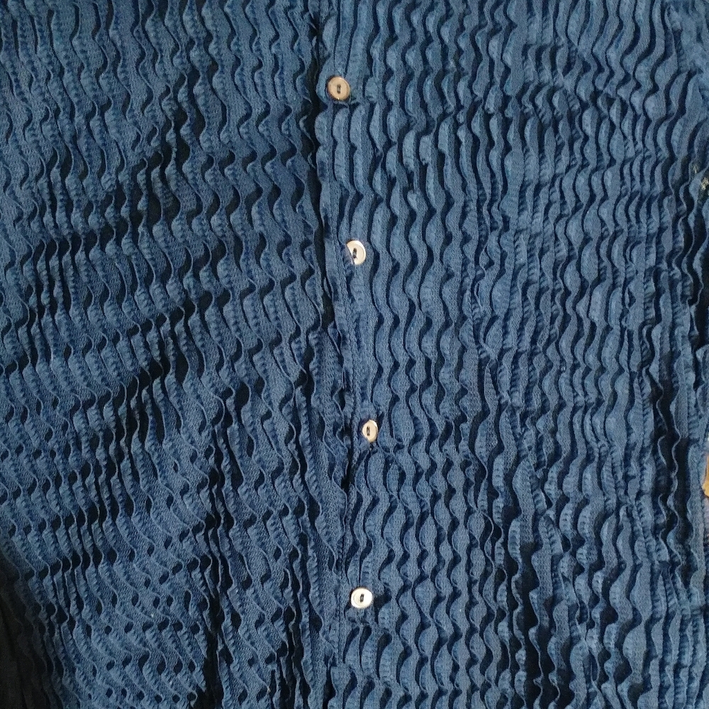 Blue Ruffle Shirt - Size XL - By GALLERY LTD - Picture 4 of 8